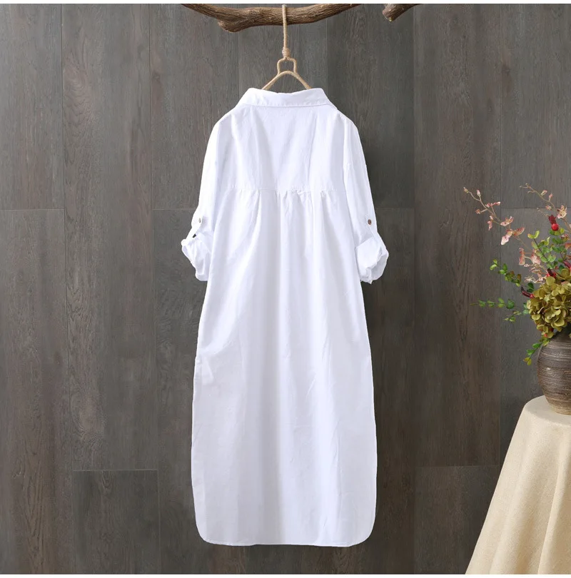Ladies Long Sleeve Blouse Shirt Dress Spring Autumn Loose Casual Embroidery Female Women Long Blouse Shirt Tops Dress Vestidos summer shirt women clothing set womens plaid shirts