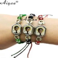 12Pieces Men And Women's Style Malverde And St Jude And The Virgin Mary Drop Oil Alloy Crystal Religion Hand Made Braid Bracelet 1
