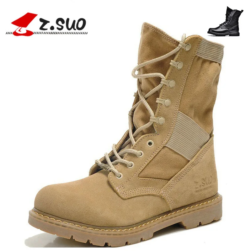 

ZSuo Trend Men's Boots Special Forces Desert Boots England Genuine Leather Worker Boot MEN'S Military Boots Combat Boots Zs988