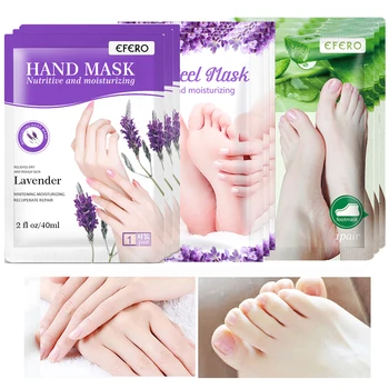 

2Pair Foot Peeling Mask for Pedicure Socks Remove Dead Skin Cuticles Feet Mask 1Pair Lavender Moisturizing Whitening Hand Masks