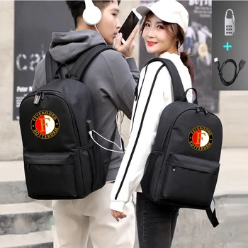 

New Feyenoord Teenagers Student Bookbag with USB Charging and Anti-theft Features backpack for Boys girl Back To School bag