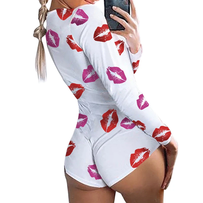 

Women Sexy Deep V Neck Floral Printed Bodysuit Ladies Summer Bodycon Playsuit Female Long Sleeve Romper Overalls D30