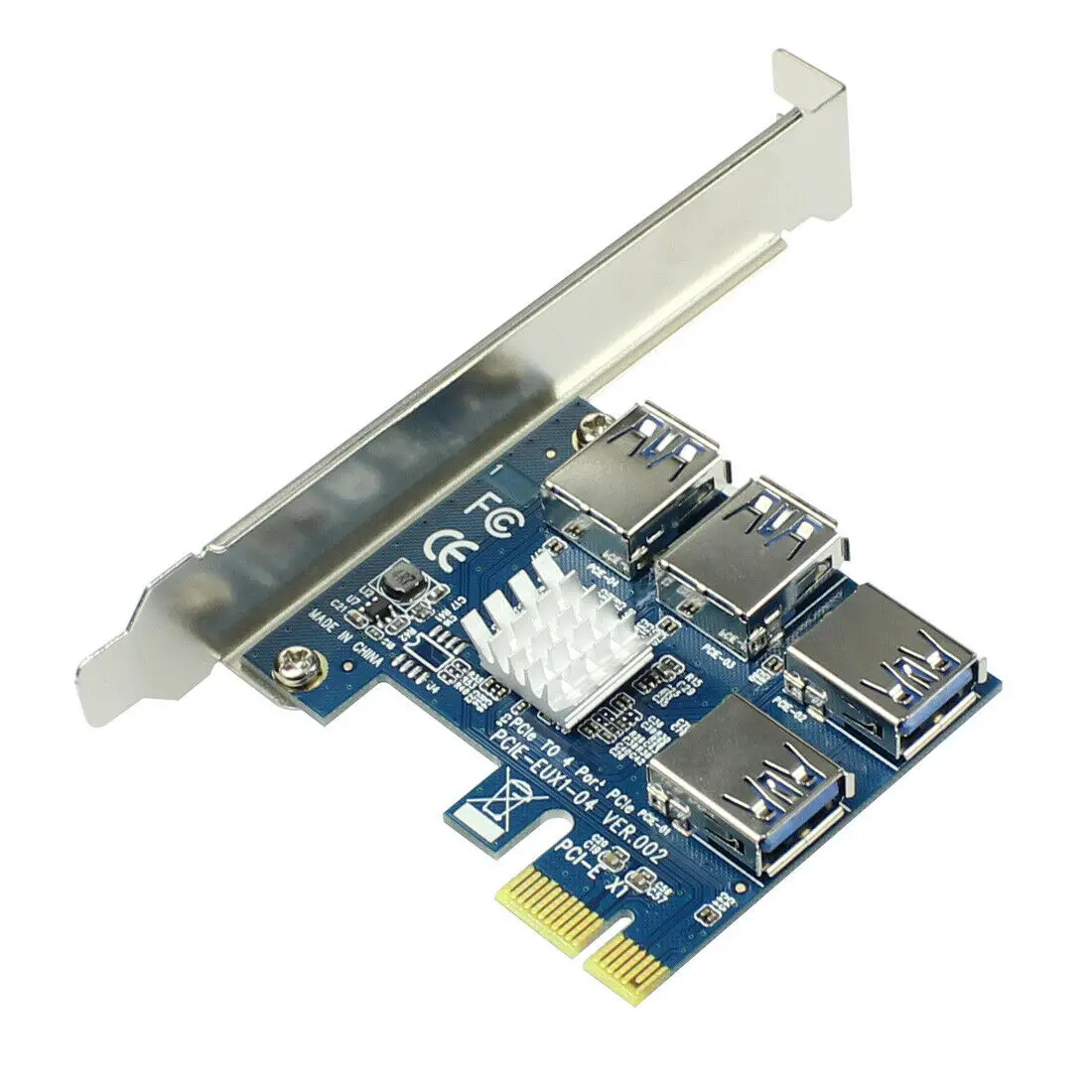 Adaptador PCI-E a PCI-E para minería, convertidor de tarjeta elevadora especial PCIe para minería BTC, 1 vuelta, 4 ranura pci-express 1x a 16x USB 3,0