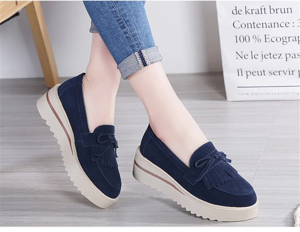 HX 2859-2019 Fashion Tassel Women's Platforms Shoes Genuine Leather Womans Sneakers-16