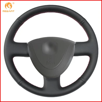 

MEWANT Black Genuine Leather Car Steering Wheel Cover for Honda City 2002-2008 Fit Jazz 2001-2007 Interior Accessories Parts
