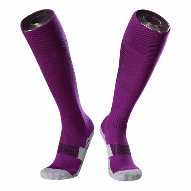 Детские, мужские, женские, футбольные носки для футбола, утолщенные, с махровым низом, спортивные носки для регби, гольфы для волейбола, гольфы для велоспорта - Цвет: purple