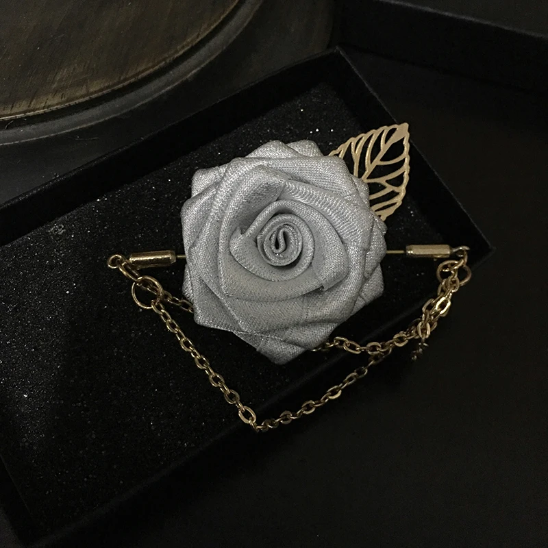Flower Brooches Для мужчин Для женщин Ленточки нагрудные галстук-бабочка на булавке брошь на свадьбу, костюм вечерние пальто куртка сплав розы Цепи Броши со стразами для корсажа - Цвет: Flower Brooches