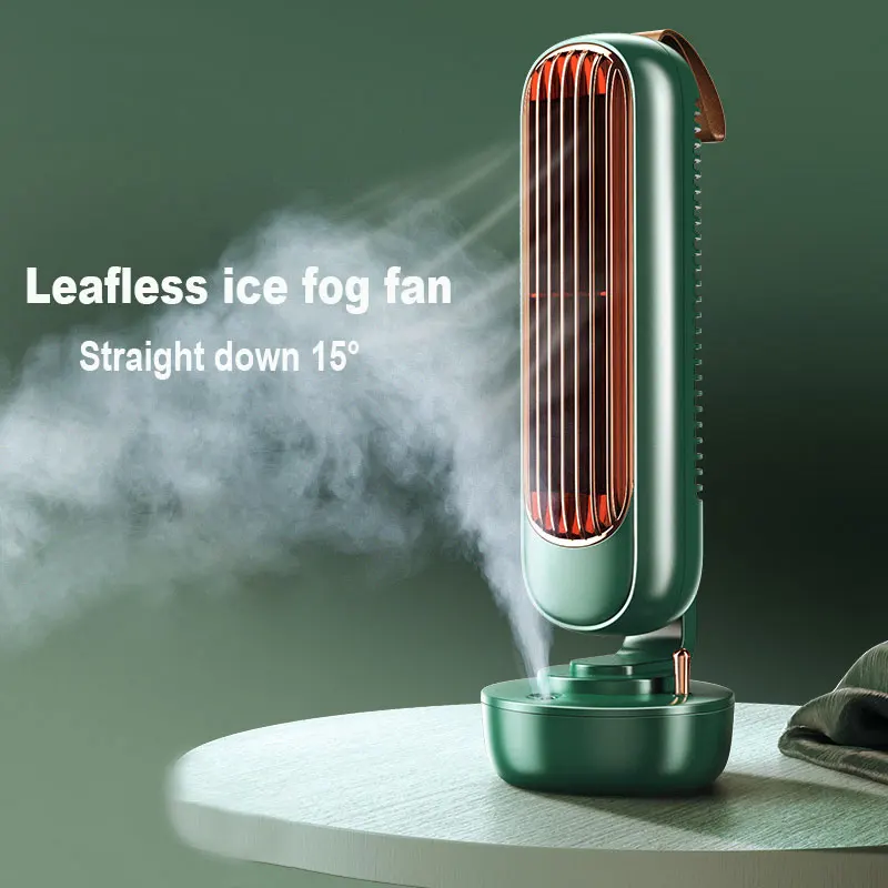 2021 New Air Conditioning Fan Multifunctional Desktop Silent Air Cooler Humidifier Home Office USB Leafless Cooling Fan