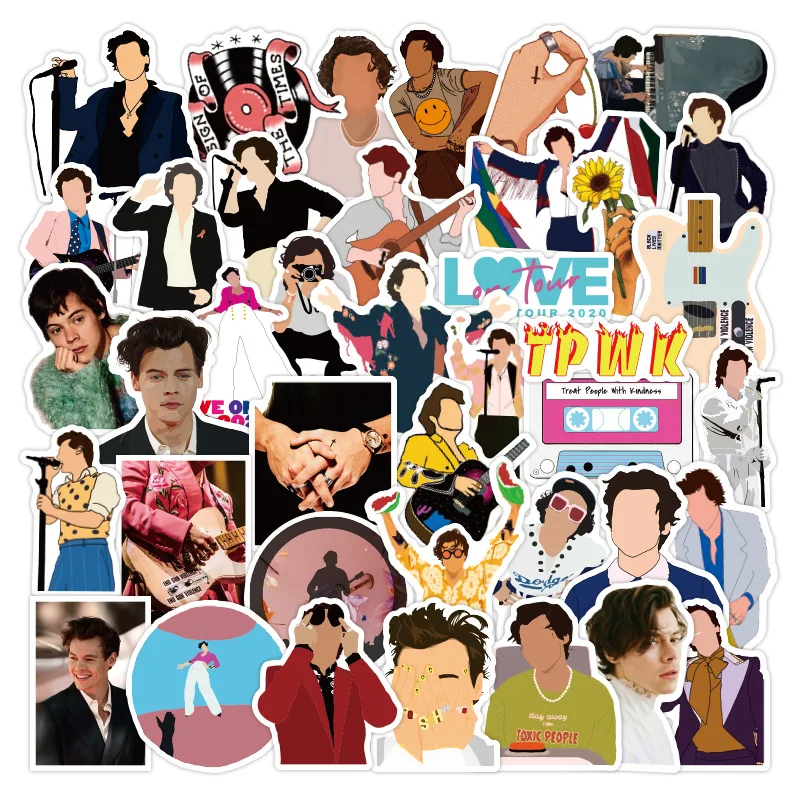 

50 Pcs British Pop Singer Harry Styles Graffiti Stickers for Notebook Scooter Laptop Luggage Cup Waterproof Stationery Sticker