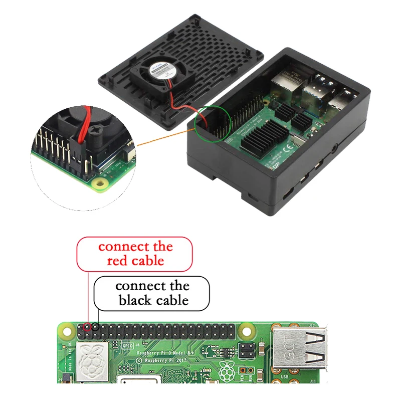 Raspberry Pi 4 ABS Чехол черный пластиковый корпус с адаптером питания охлаждающий вентилятор кулер для Raspberry Pi 4 Модель B 4B