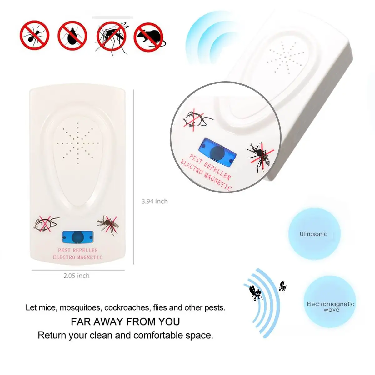 

Pest Control Electronic Ultrasonic Rat Mouse Repellent Anti Mosquito Repeller Killer Rodent Pest Bug Mole Reject 2018ing