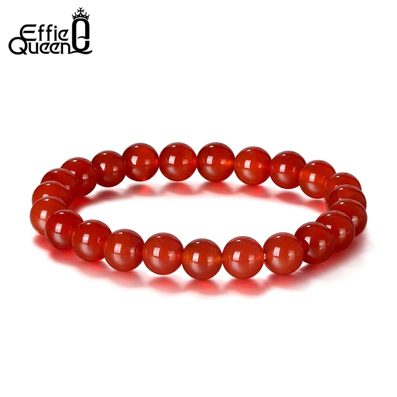 Women Men Stretchable Natural Stone Agate Beads Bracelet Jewelry 8mm Round 