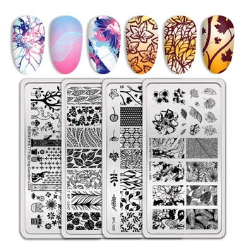 

Plants Leaf Pattern Nail Stamping Plates Stamp Stainless Steel Templates Spring Autumn Theme Nail Art Image DIY Designs