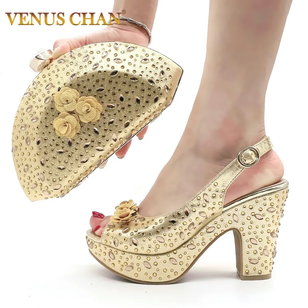 Bag-Set Party-Shoes-Bag Italian Rhinestone with And Decorated New-Arrival