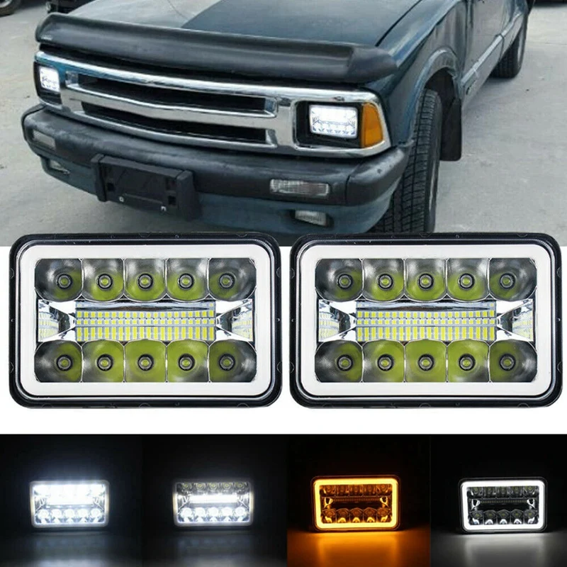 Pair 4inch x 6inch LED DRL Light Bulb Crystal Clear SeaLed Beam head light lamp Headlight 6X4 Truck | Автомобили и мотоциклы