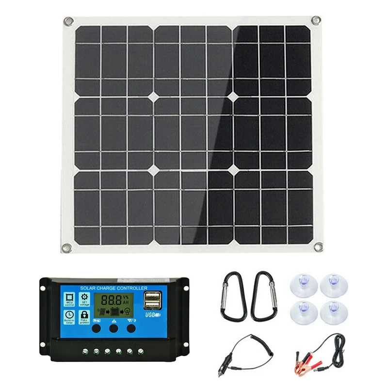 

New 200W Solar Panel Kit with LCD Solar Controller 12V RV Boat Off Grid 200 Watt