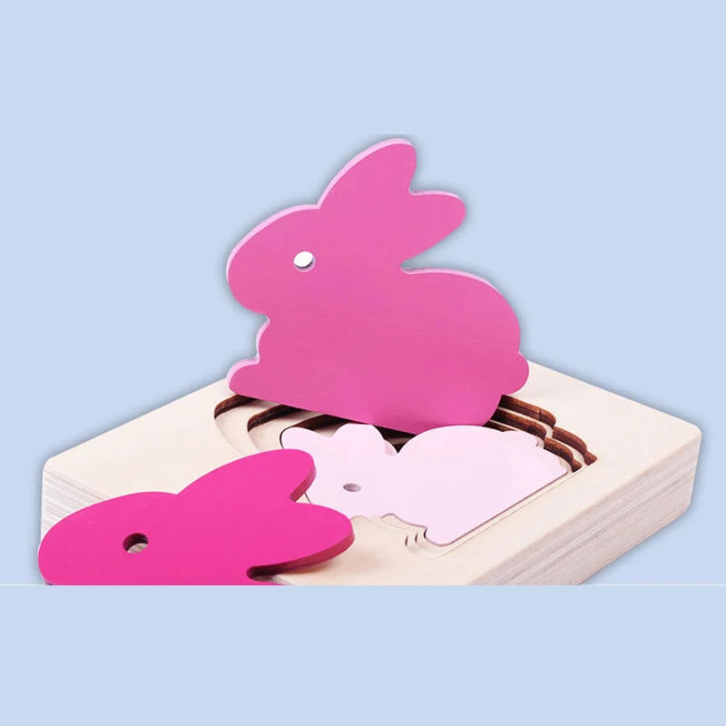 Детские деревянные головоломки игрушки 3D Мультяшные животные детские Многослойные Пазлы доска милые детские развивающие игры Монтессори игрушки