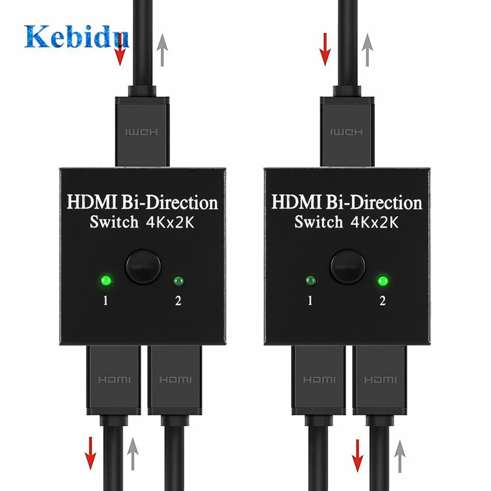 KEBIDU HDMI переключатель 2 порта двунаправленный 1x2 / 2x1 сплиттер 4K Sup порты Ultra HD 1080P HDCP
