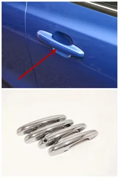 

4Pcs ABS Chrome/Carbon fibre Car door protector Handle Decoration Cover Trim Car Styling accessories For Ford Focus 2019