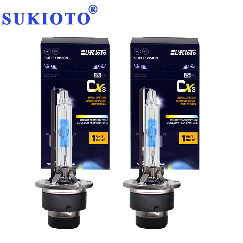 SUKIOTO Japan 2PCS New 55W D2S D4S Xenon HID Bulbs 5500K Super Fast Bright Car Headlight Extreme Version Light | Автомобили и