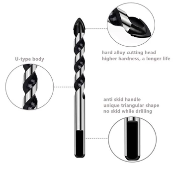 

5pcs Multi-material Carbide Drill Bits Set For Porcelain Ceramic Tile Concrete U Type Slot Drill Bits Diameter 3/4/5/6/8mm Blade