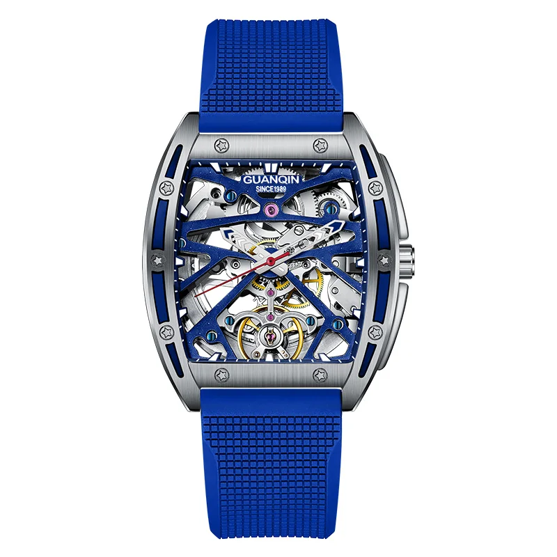 2021 New GUANQIN Tourbillon Men's Mechanical Watches Skeleton Luxury automatic watch for men Waterproof Clock man reloj hombre 
