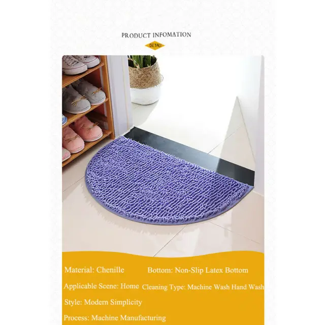 40X60cm Soft Carpet Slip-resistant Bathing Room Rug Floor Door Mat Dirt Barrier Semi Circle Floor Door Cushion Mat Rug 6