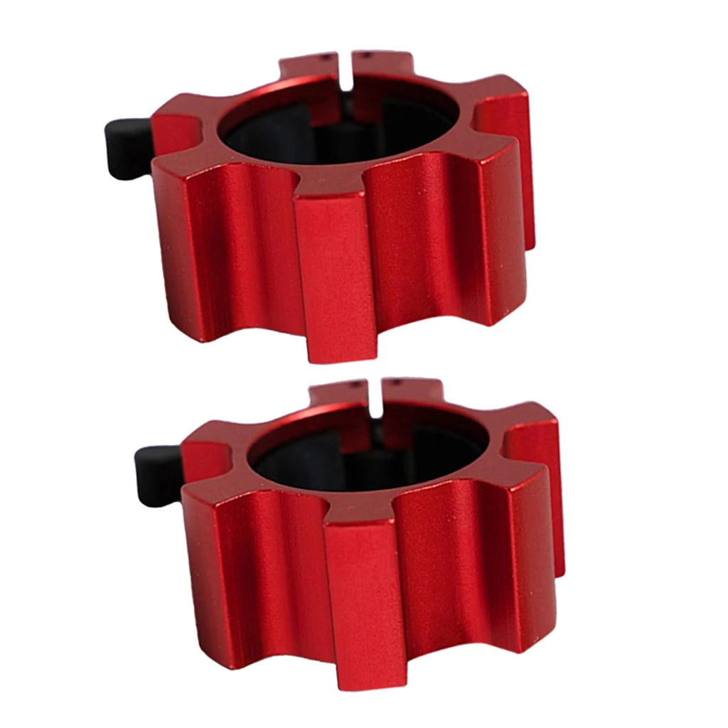 2pcs Solid Dumbbell Clamp Collars Barbell Spin Lock Gym Weight Bar Clip Red