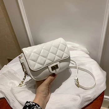 

Solid Color Simple Small PU Leather Crossbody Bags For Women 2020 Summer Elegant Shoulder Handbags Female Lattice Travel Bags