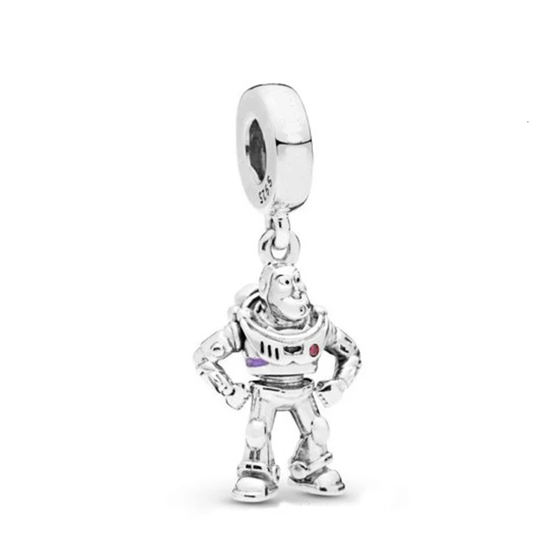 Лето серебро 925 пробы Disne Pixar История игрушек Вуди Базз Лайтер Подвеска Шарм подходят оригинальные браслеты браслет