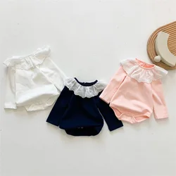 Girls Lace Collar Rompers Kids Children Long Sleeve Bodysuits Autumn Infants Baby Clothes