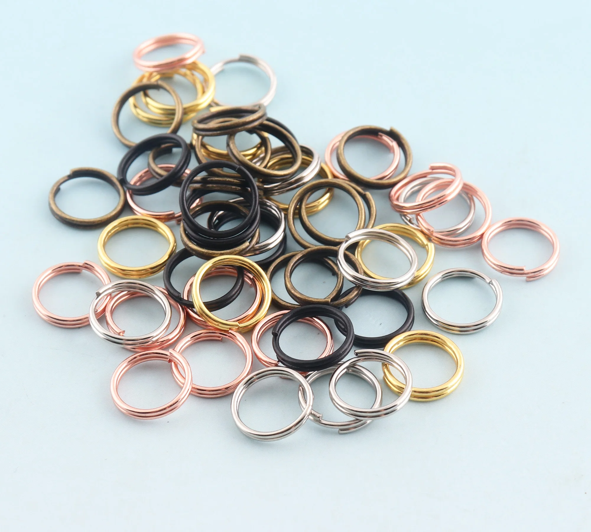 100pcs Split rings 8mm 10mm Rose gold Keyrings Jump Rings Metal Key Fob Ring Key Chain