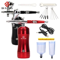 Kit de pistolet de pulvérisation avec compresseur d'air, 0.3mm, brosse à Air pour peinture, Nail Art, tatouage, modèle artisanal, outils de pulvérisation 