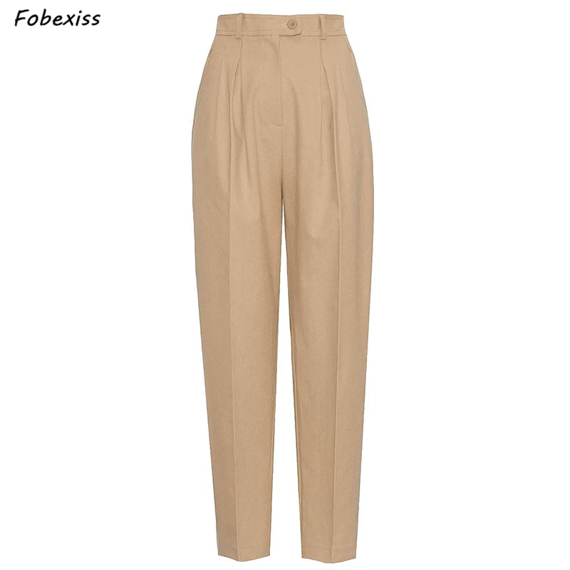 

Pants High Waist Khaki Streetwear Harem Pants Loose Safari Style Trousers Autumn Winter 2019 Sweatpants Cargo Pants Woman