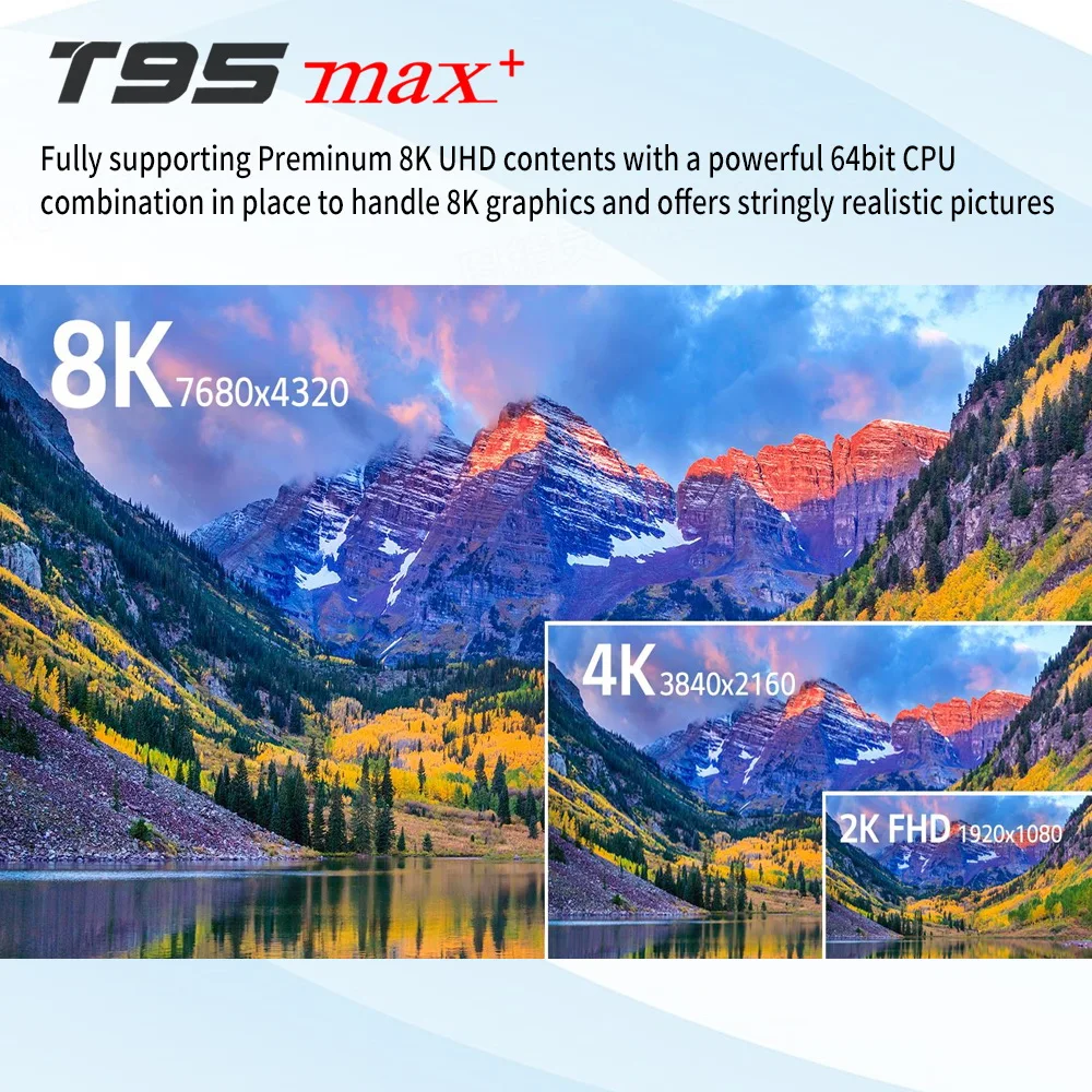 ТВ-приставка T95 MAX Plus Amlogic S905X3 Android 9,0, 4 ГБ, 64 ГБ, двойной Wi-Fi, 8 K, 24 кадра в секунду, медиаплеер Netflix, Youtube, 2 ГБ, 16 ГБ, 32 ГБ, ТВ-приставка