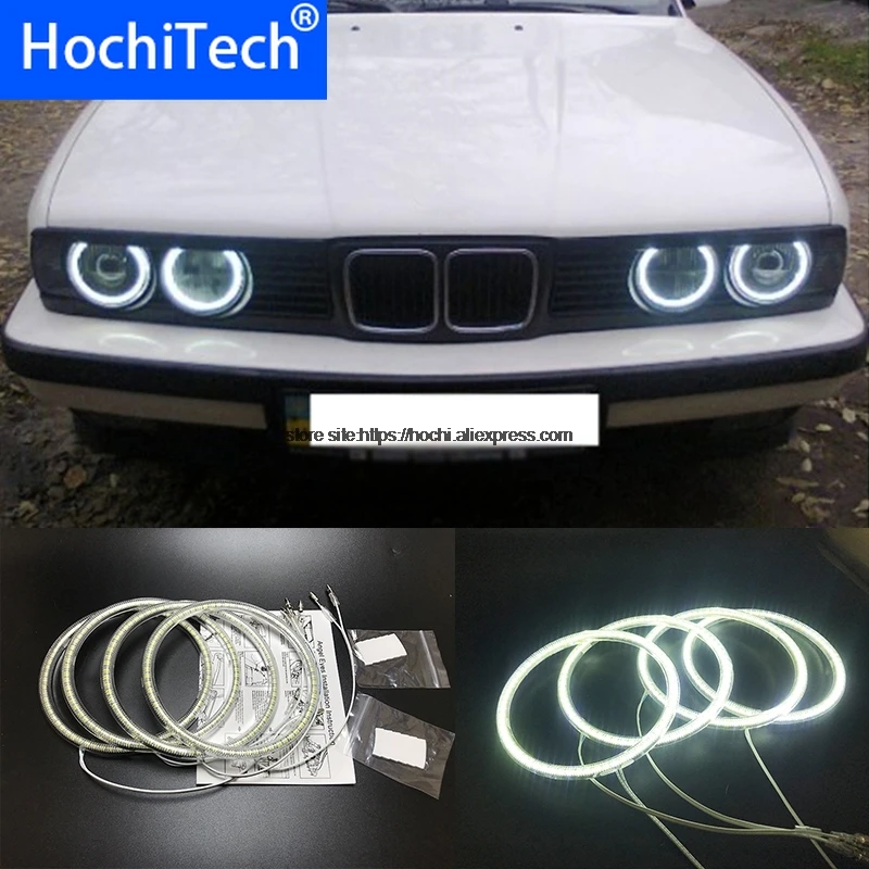 HochiTech для BMW E30 E32 E34 1984-1990 ультра яркий SMD белый светодиодный ангельские глазки 2600LM 12V halo Кольцо Комплект дневного света DRL