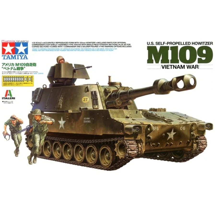

Tamiya 37013 Tank Model Building Kits 1/35 Scale M109 155mm Self-propelled Howitzere Assembly Toys For Kids Children Adults