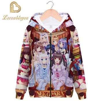 

Game Nekopara Hoodies 3D Print Zip Up Women Men Sweatshirt Anime Casual Streetwear Couple Wear Tops