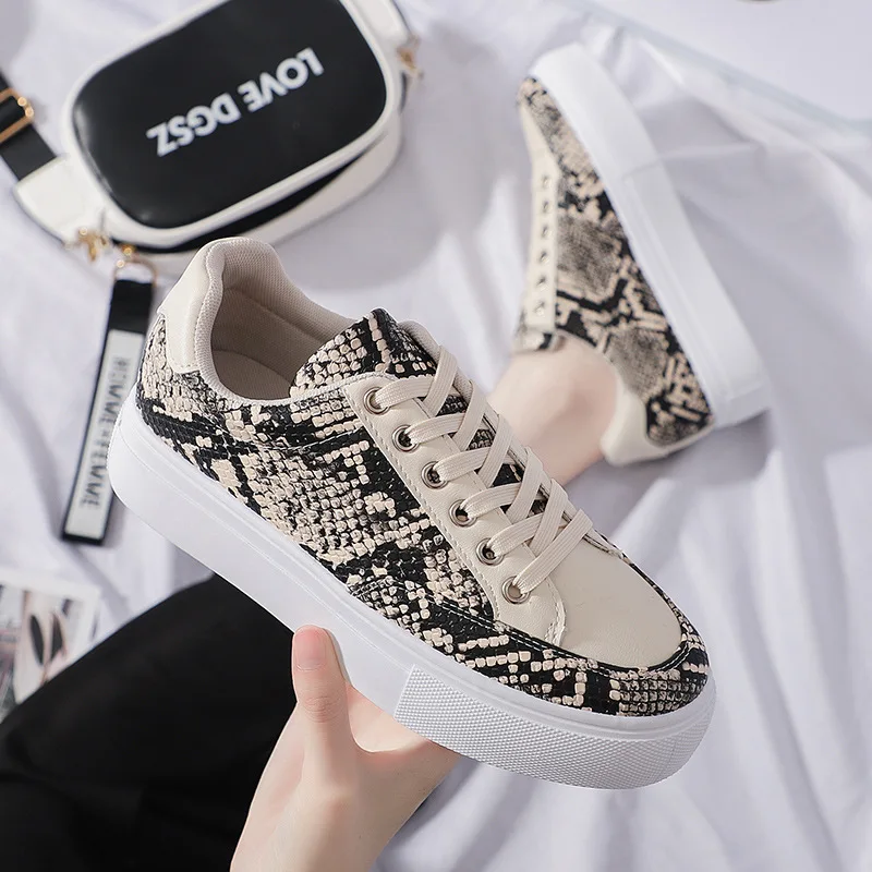 2020 summer and autumn light color snake print sneakers women matching fashion white shoes women shoes _ - AliExpress Mobile