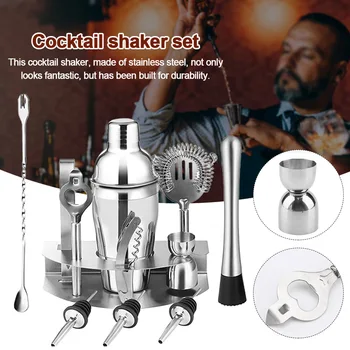 

12pcs Ice Clip Drink Mixing Stainless Steel Cocktail Shaker Set Wine Bar Tools Martini Bartender Home Measuring Cup Professional