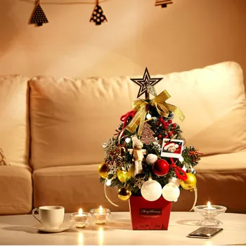 

Tabletop Xmas Tree Artificial With Golden Ball Ornament Christmas Ornaments For Christmas Holiday Party Xmas Decor