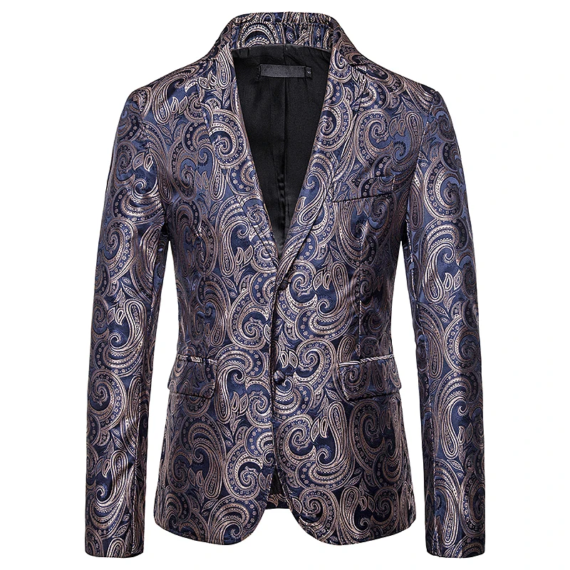 EU size Fashion men's casual Suits & Blazers smart casual style men suit coat Cashew flowers embroidered coat jacket for autumn