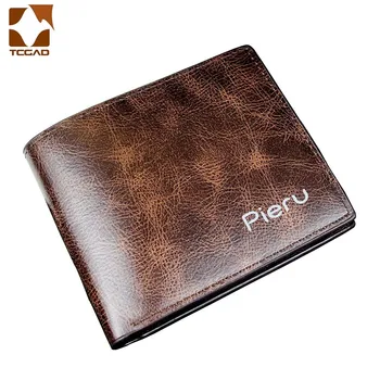 

Vintage Style Short Wallet For Men PU Leather Wax Oil Skin Solid Slim Wallet Three Fold Credit Card Holders Coin Purs Men Wallet