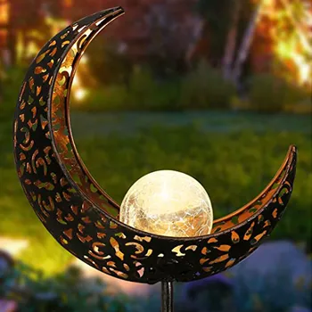 

LED Solar Light Moon Crack Glass LED Garden Light Flame Effect Lamp Waterproof Outdoor Lights Landscape Decorative Light