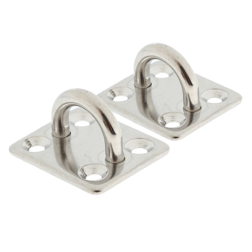 2Pcs 5mm Square Pad Eye Plate Stainless Steel Boat Sailing Rigging Hardware