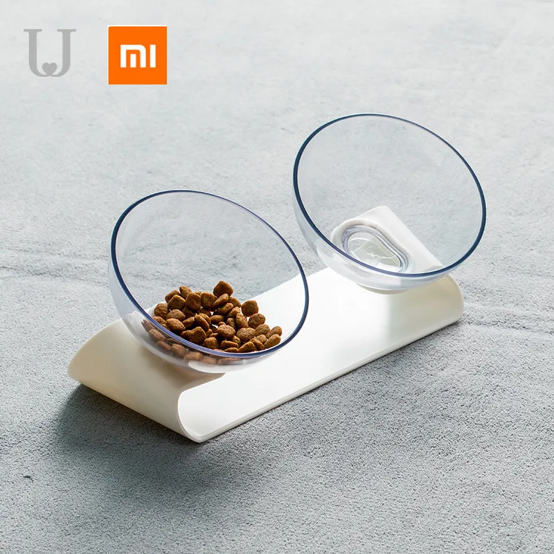 Online Xiaomi mijia Jordan Judy PE001 Pet Dog Cat Pet Double Bowl Transparent Tilt Design Healthy Material From Xiaomi Youpin