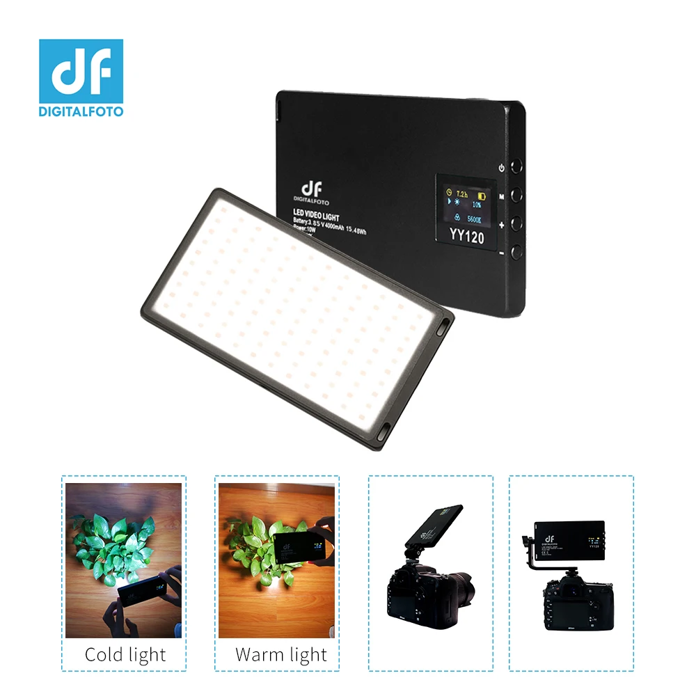 

Photography DF DIGITALFOTO YY120 10W Bi-Color LED Video Light Ultra Thin Panel Light 3300K-5600K CRI 95+ for Vlogging Video