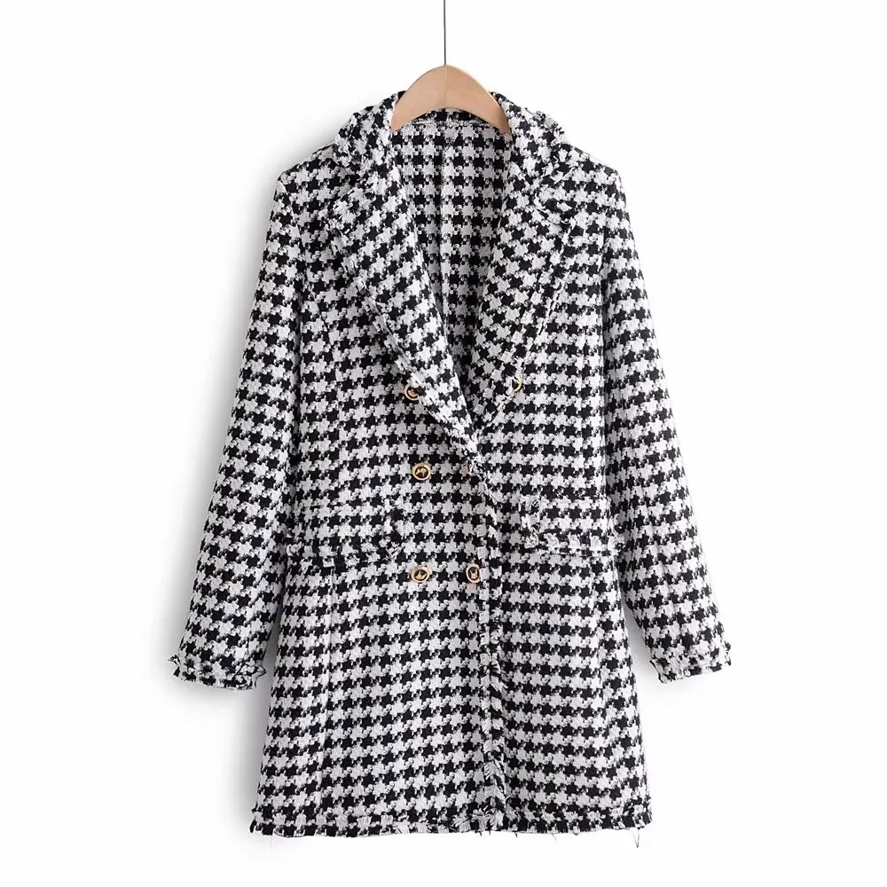 F5387-Western Стильное женское платье осеннее и зимнее Новое Стильное двубортное женское твидовое пальто с изображением птиц