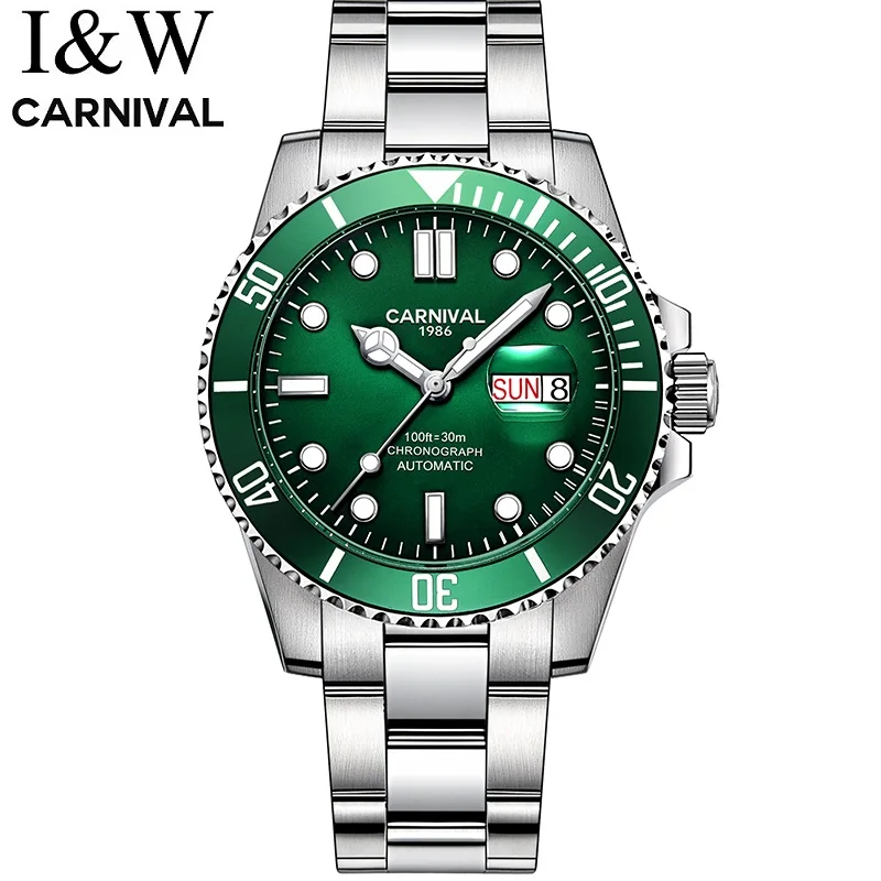 Часы наручные CARNIVAL Мужские автоматические оригинальные Спортивные Светящиеся