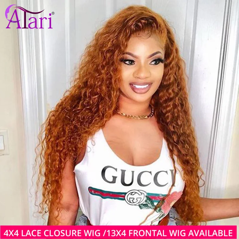 SUPER DEALS! Orange Lace Front Wig Transparent Honey Blonde Kinky Curly Lace Front Wig Brazilian Hair Wigs Gluless Colored Human Hair Wigs